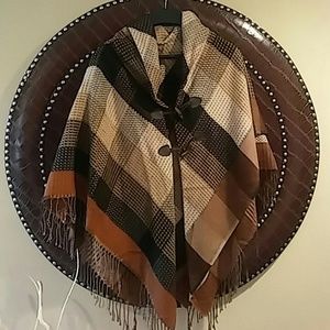 Collection eighteen multi plaid poncho jacket