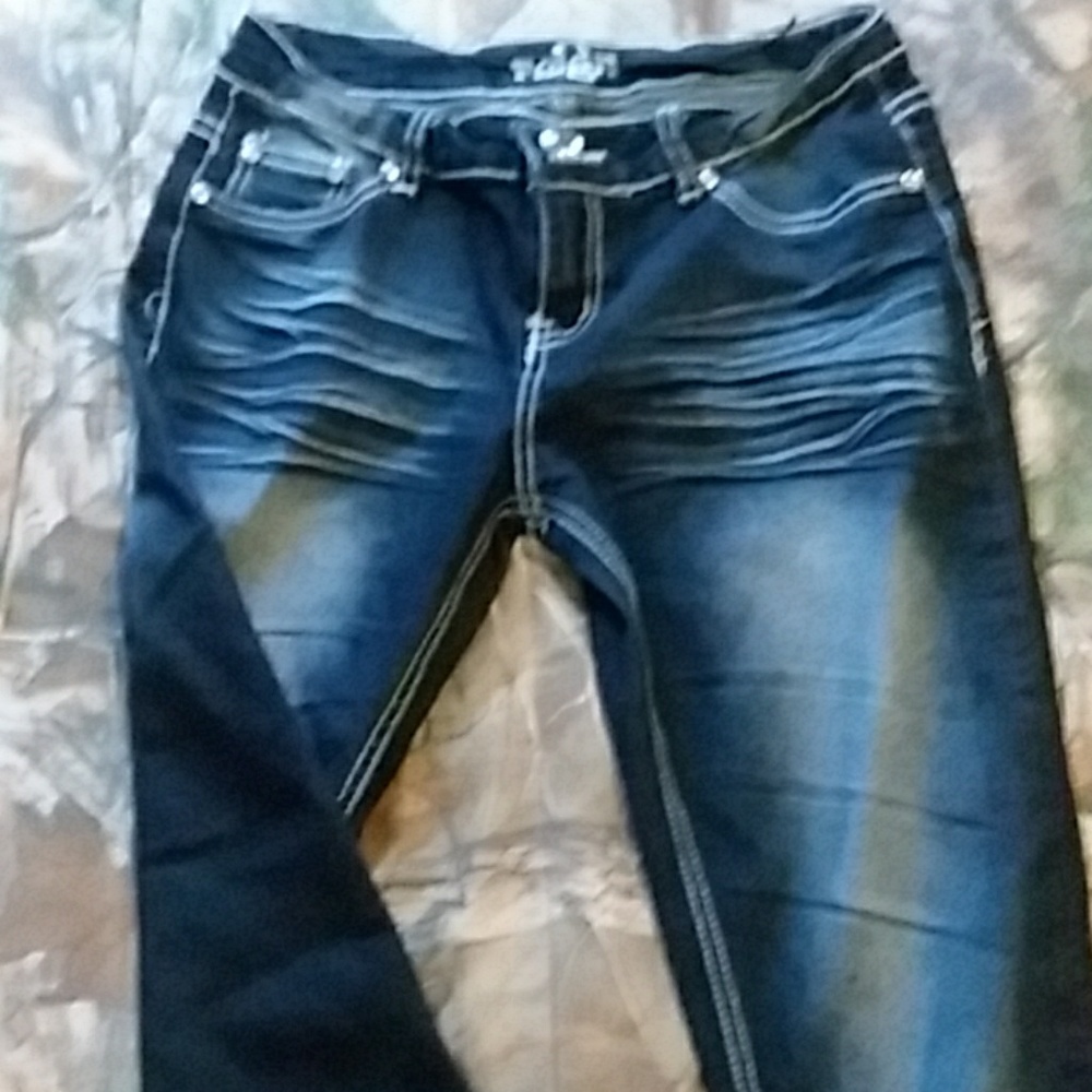 2 pairs dark blue fade skinny jeans😀