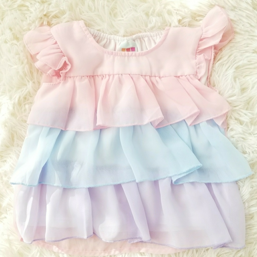 Baby multicolor ruffle top Sz 3-6M multilayer