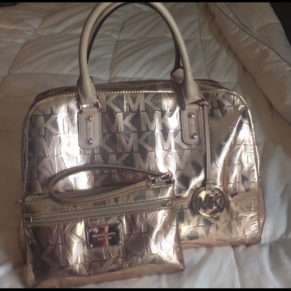 Metallic Michael Kors Purse w/free Clutch
