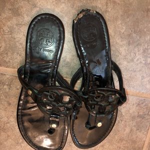 Tory Burch Miller sandals black patent 8.5