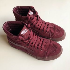 Vans SK8 HI’s Maroon Mono Canvas