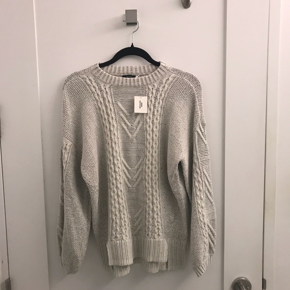 cable knit balloon sleeve sweater