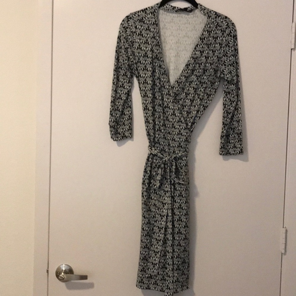 Black and white wrap dress