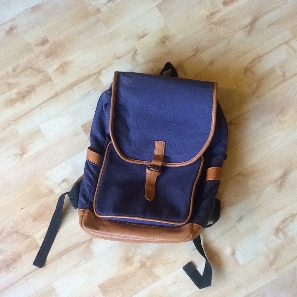 Mr. Ace Homme Faux leather & canvas backpack
