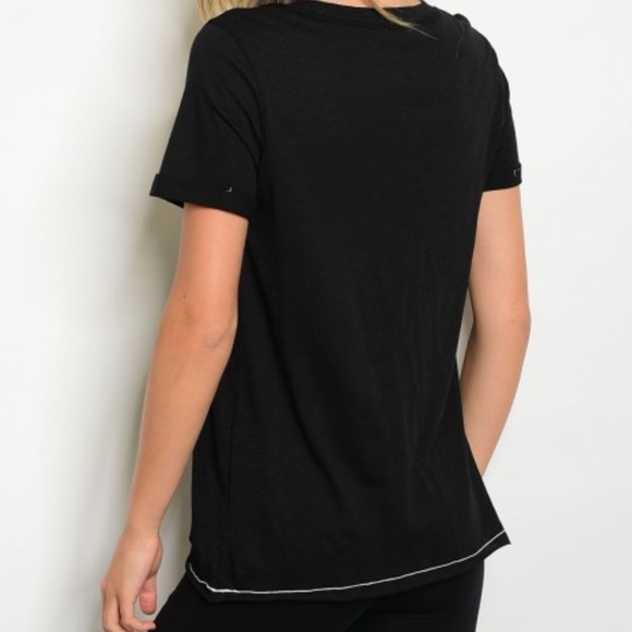 Black lace up t shirt, tie up, choker, sexy - Picture 3 of 5