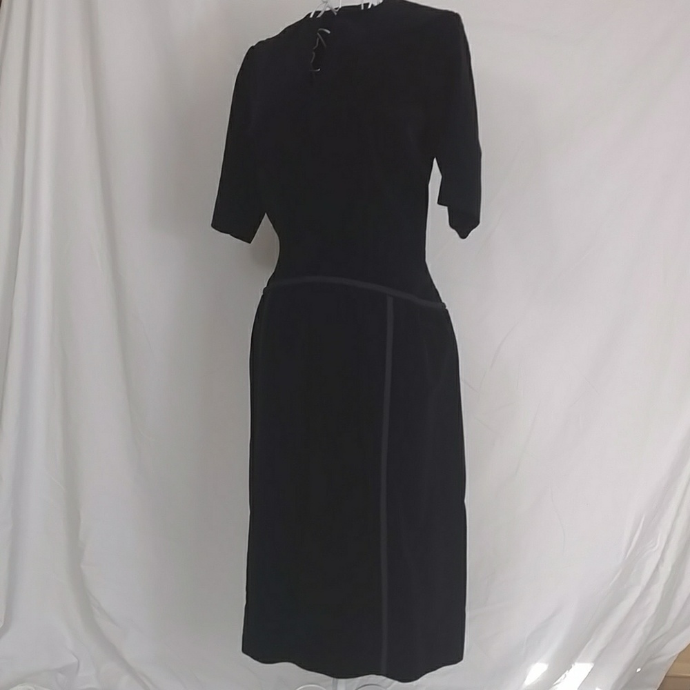 Vintage black velvet mid-century drop waist dress