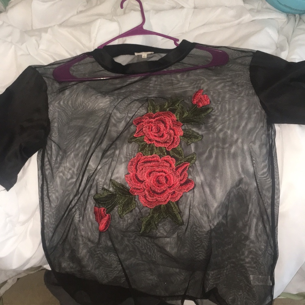 Rose see through top