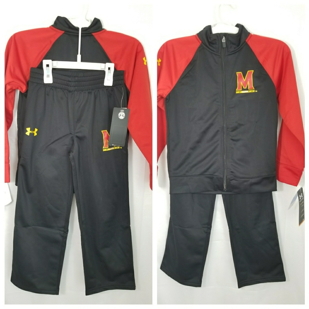 Under Armour boys track suit Sz 6 black red NWT