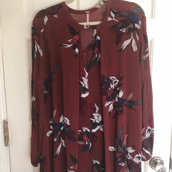 Free People Mini Swing Tunic Dress, Red Floral - Picture 3 of 3