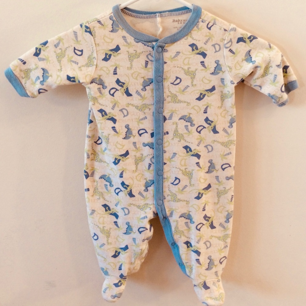 Footed bodysuit with a matching hat.