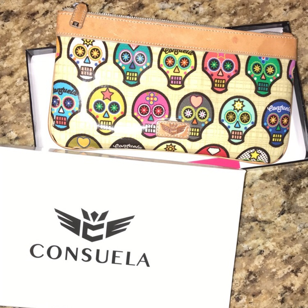 Consuela Sugar Skulls Wristlet Clutch
