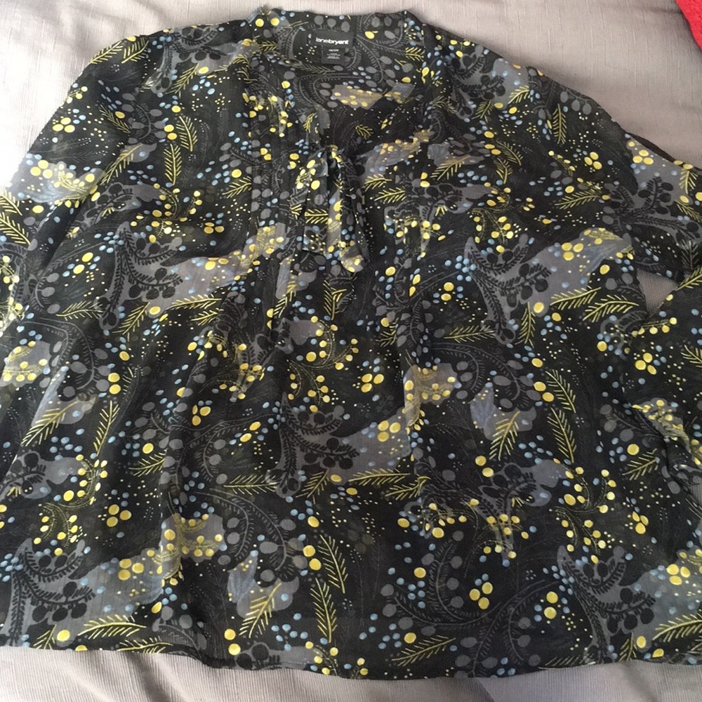 Lane Bryant sheer black blouse w bow tunic 18/20