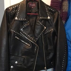 Faux leather studded Moto jacket size M