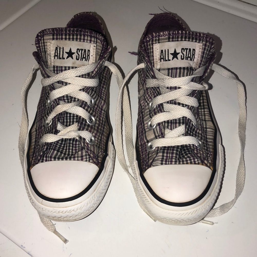 PURPLE PLAID CONVERSE SNEAKERS GIRLS SIZE 5