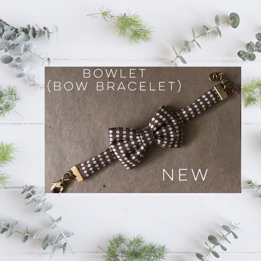 Bow Bracelet Brown and Cream Polkadot