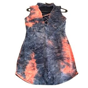 Cute blue & pink mini dress, never worn!