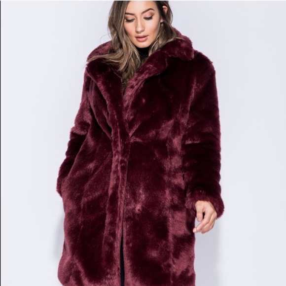 🍷LAST ONE SIZE 6🍷Wine & Dine Me Faux Fur Coat🍷 - Picture 2 of 7