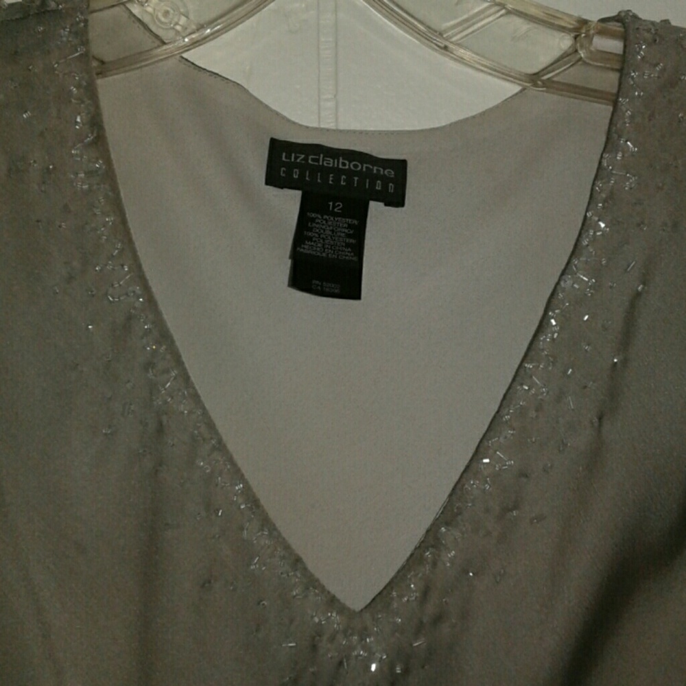 Beaded sliver/grey full legnth dress