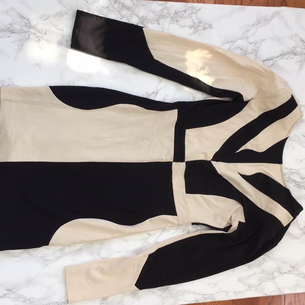 Black cream tight long sleeve party dress! NYE!