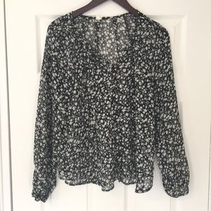 White Black Floral Merona Top