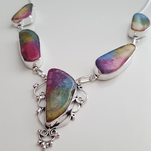 Icecreamsoda19 Jewelry - Aura Quartz Rainbow Stone Necklace