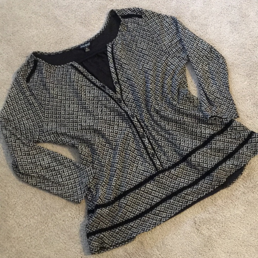 🍀 Lucky Brand brown and black blouse top size M