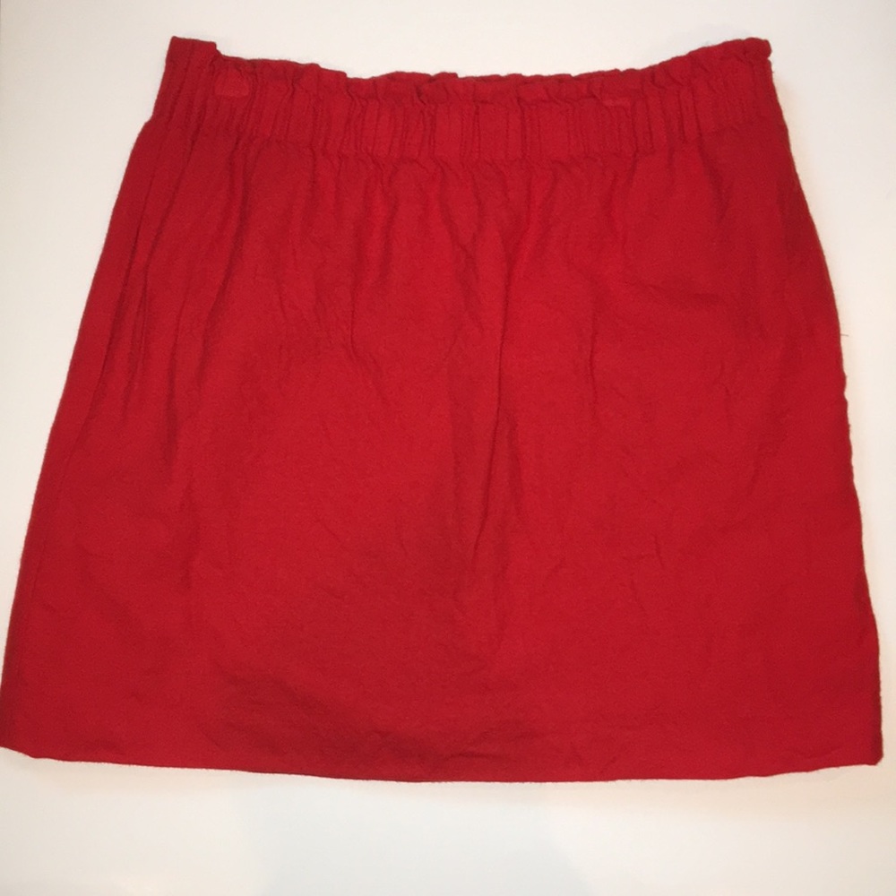 J Crew Red Wool Paper-bag skirt