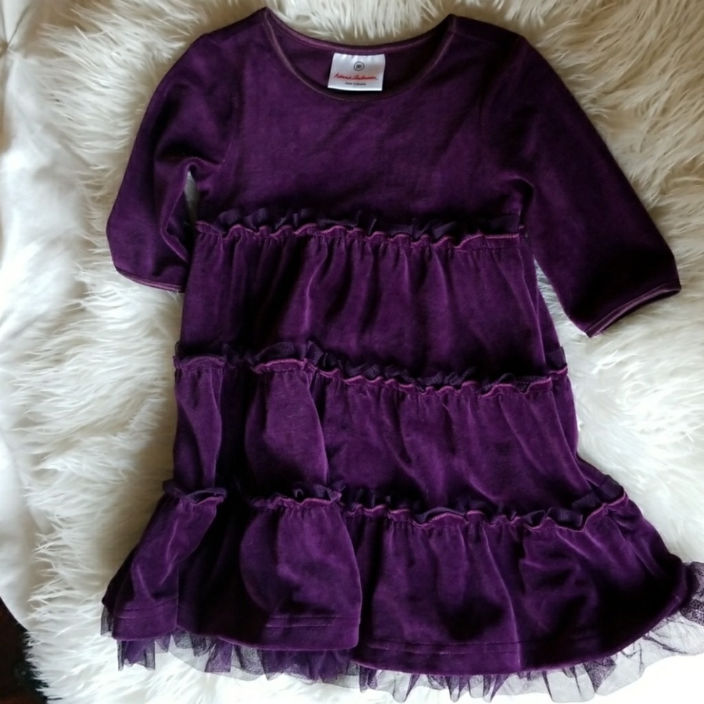Hanna Andersson purple velvet twirl dress size 80