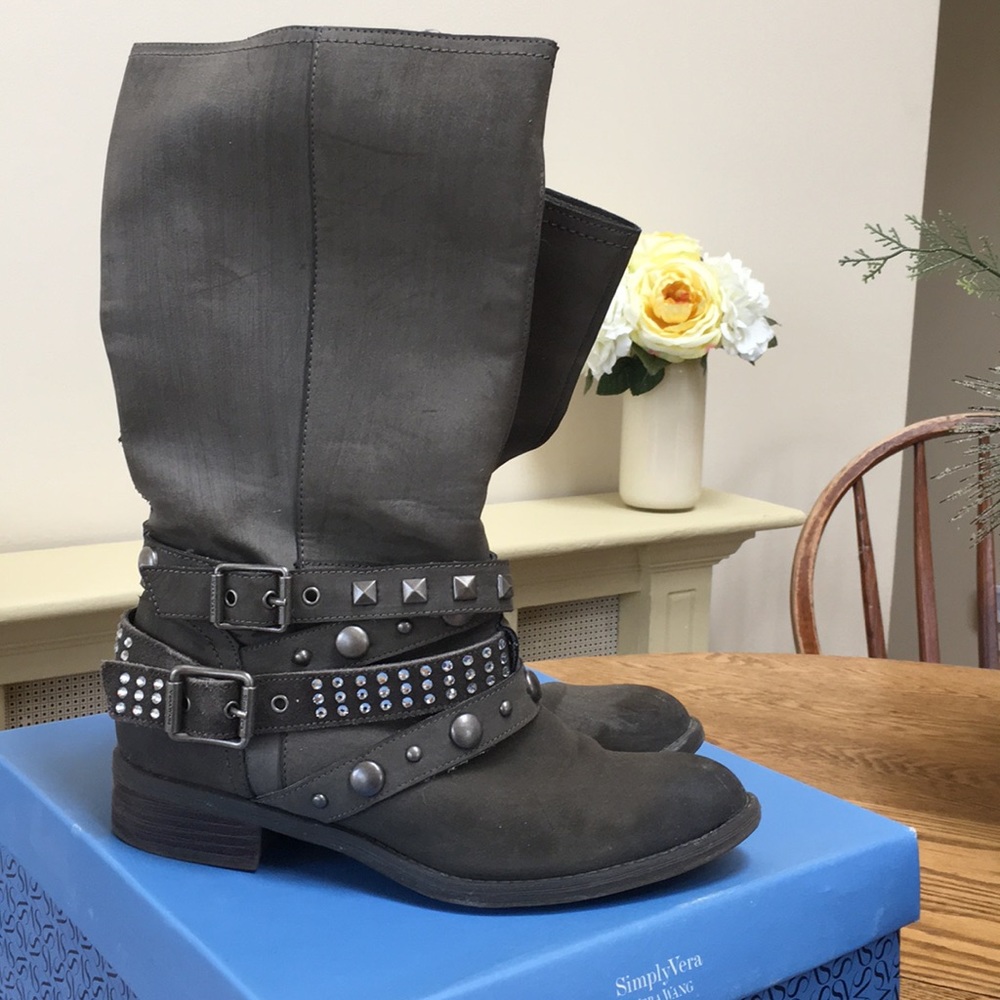 Gray Studded Vera Wang Boots