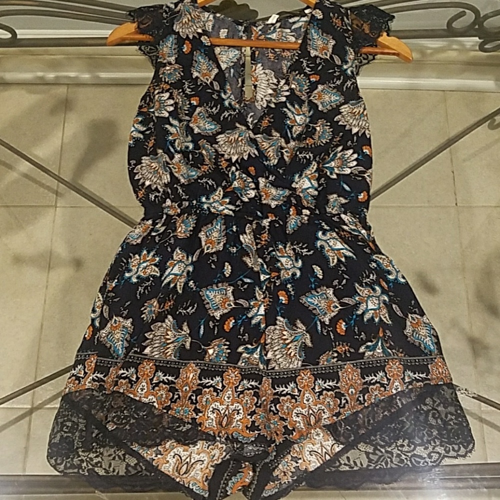 Adorable Lace Trim Romper