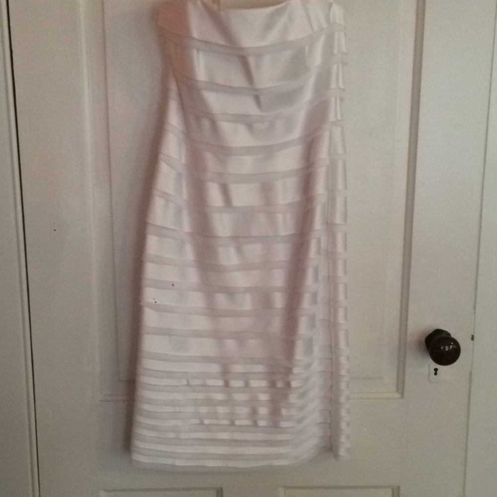 WHBM white strapless cocktail dress