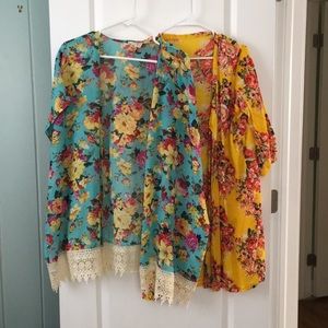 Two floral beach coverups
