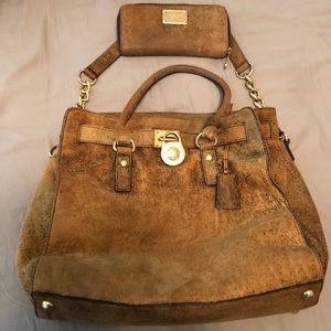 Michael Kors Distressed Hamilton Bag w/ Wallet