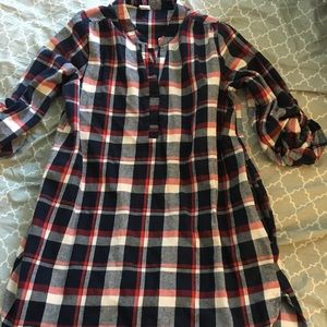 Red and Navy Plaid Tunic Dress