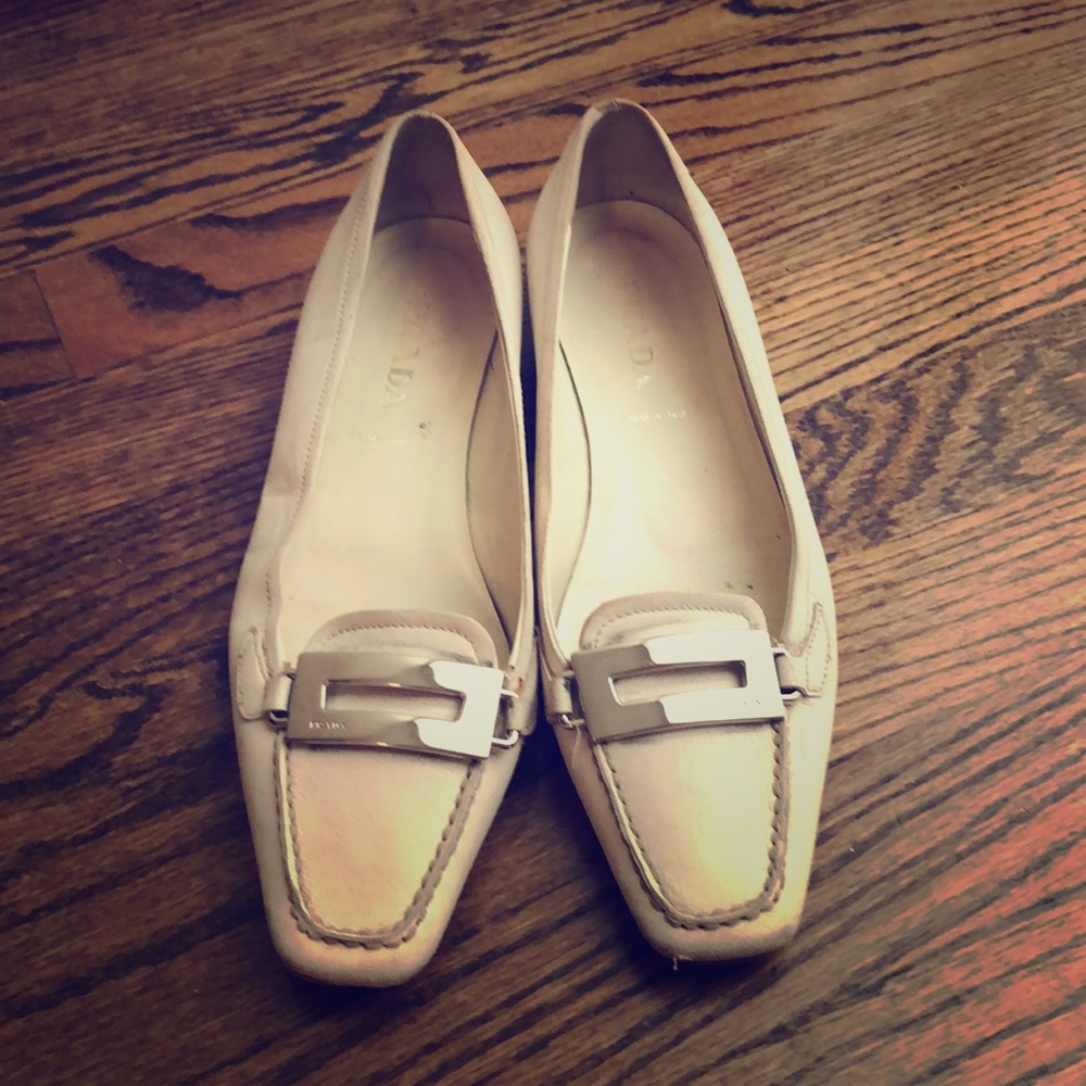 Prada white loafers / flats