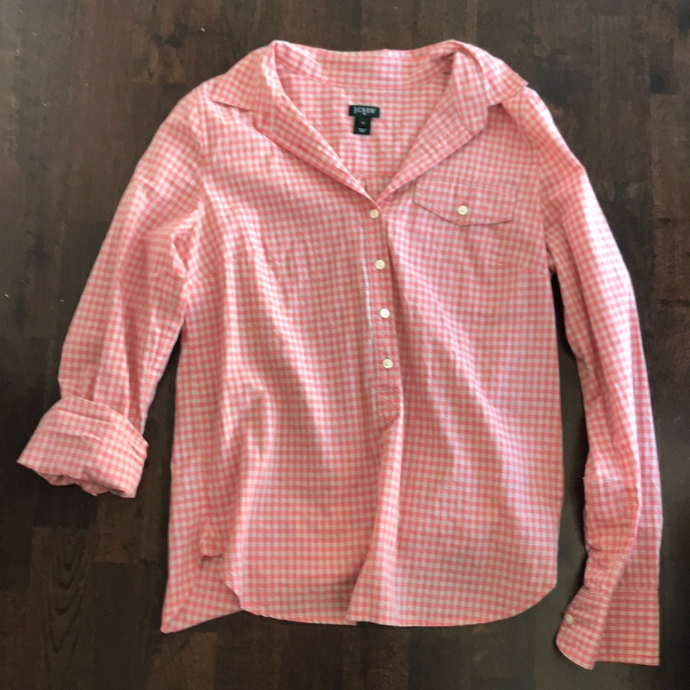 J Crew gingham blouse