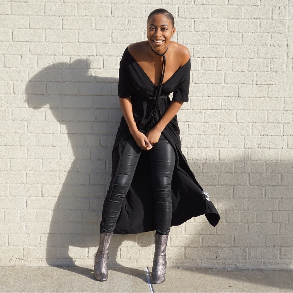 Black long kimono
