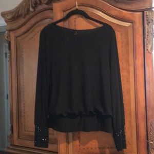 Women's black  embellished blouse.