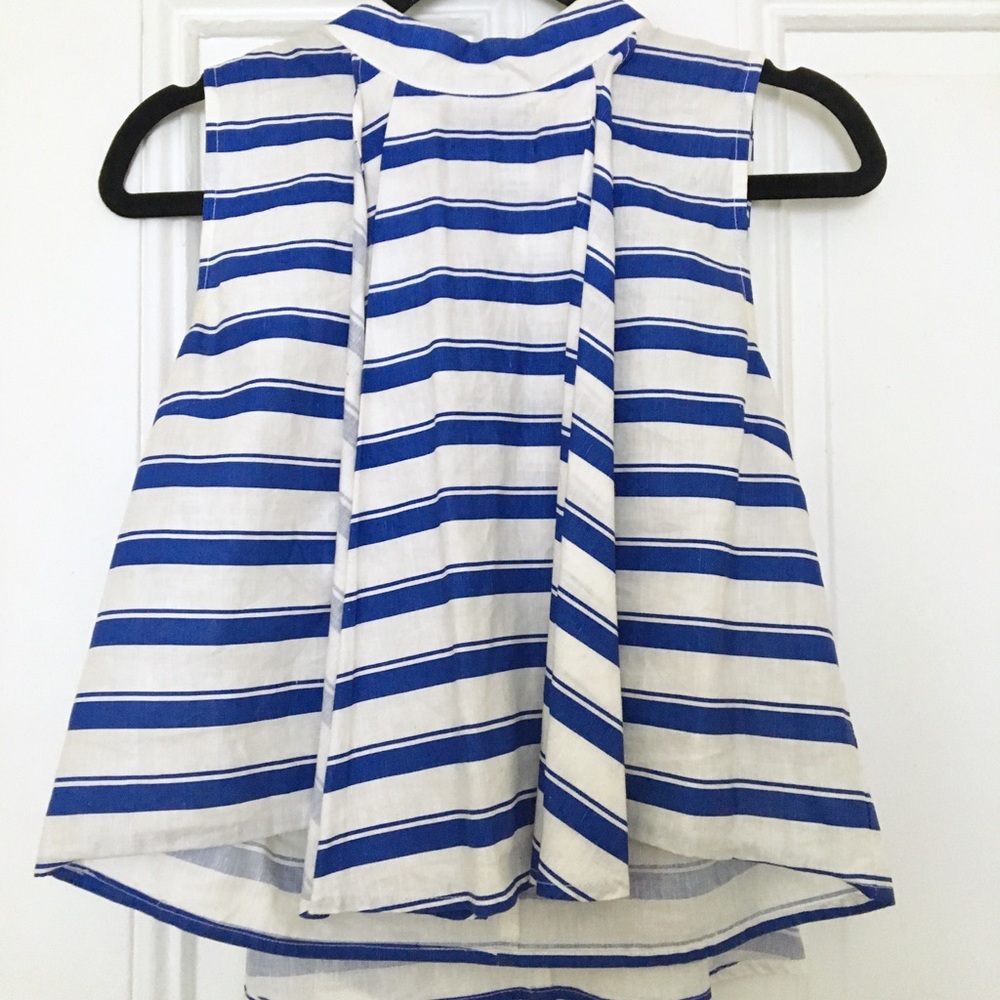 Striped Tank with neck zipper