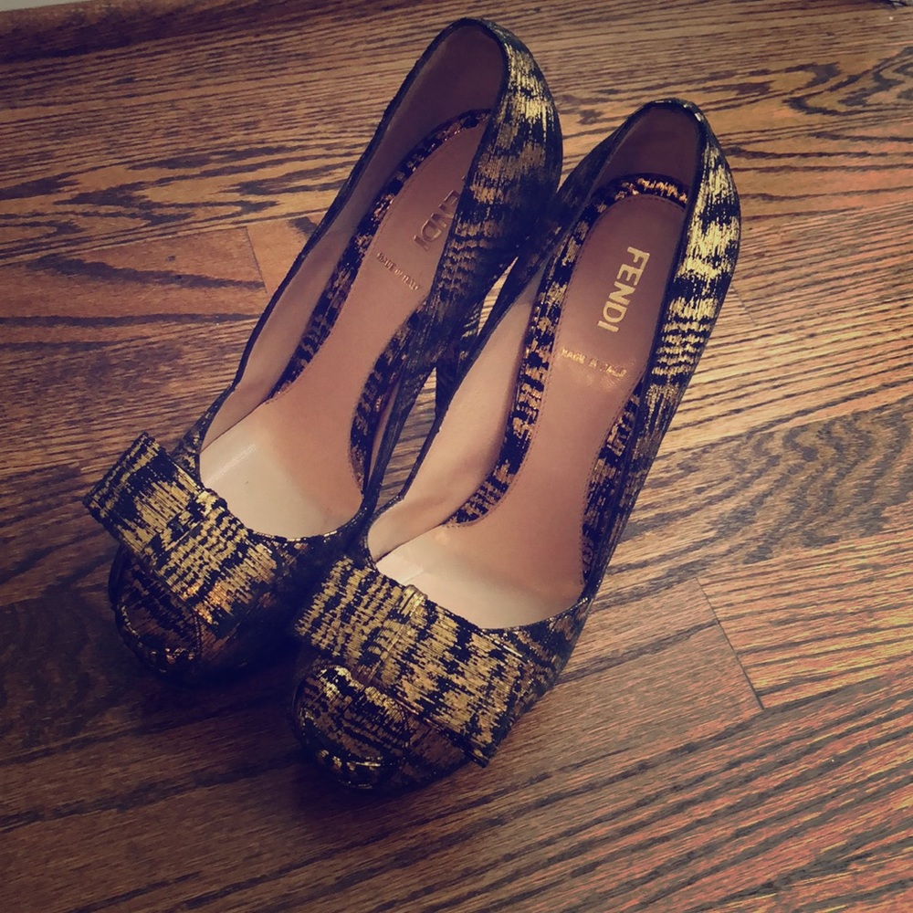 Fendi gold shoes
