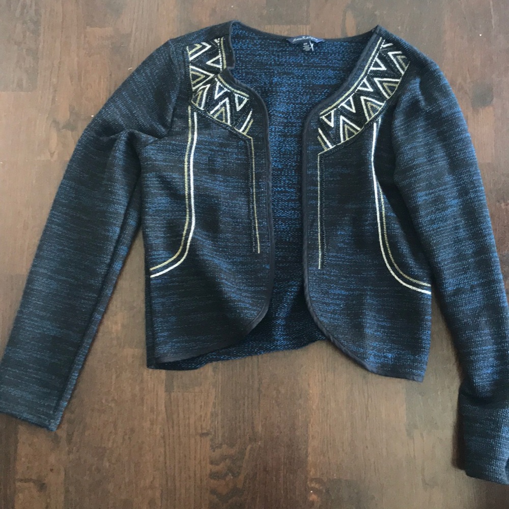 Black/blue blazer with silver/gold embellishments