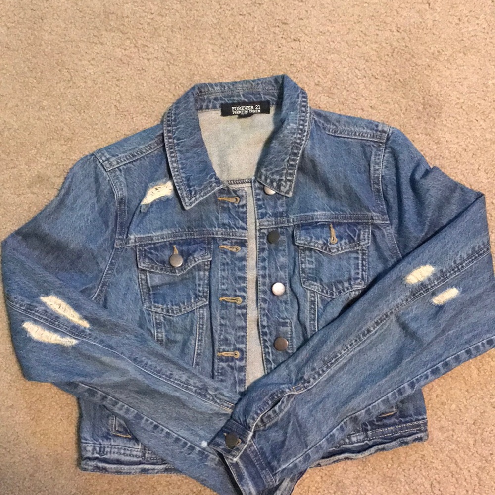 Distressed denim jacket