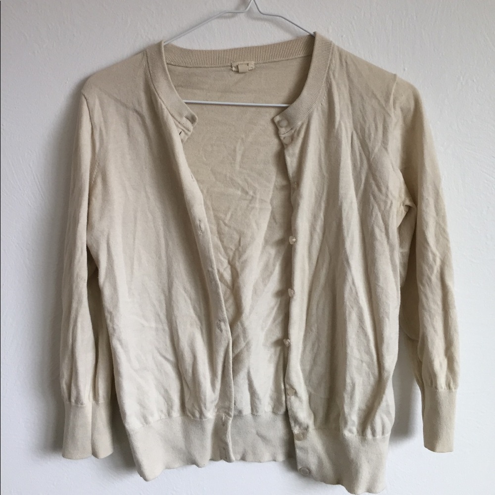 Tan jcrew cardigan. Size S