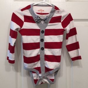 EUC Carter’s Red Stripe Holiday onesie 18 month