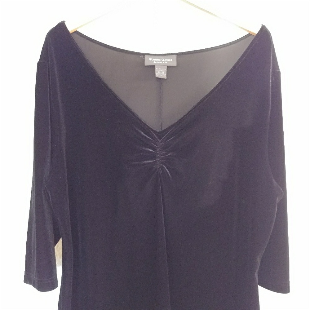 Black Velvet / Velour Sheath Dress with Sleeves