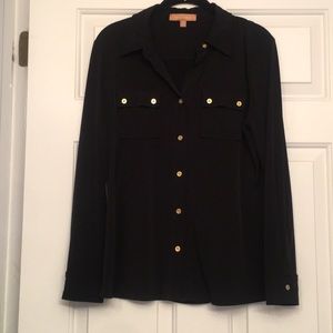 Ellen Tracey black button down shirt