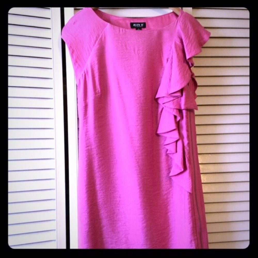 Cap Sleeve Pink Dress with Ruffle Accent