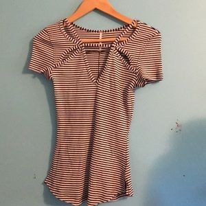 Black and white striped fitted shirt