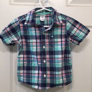 EUC Carter’s Kids shirt Plaid Blue Pink sz 18 M
